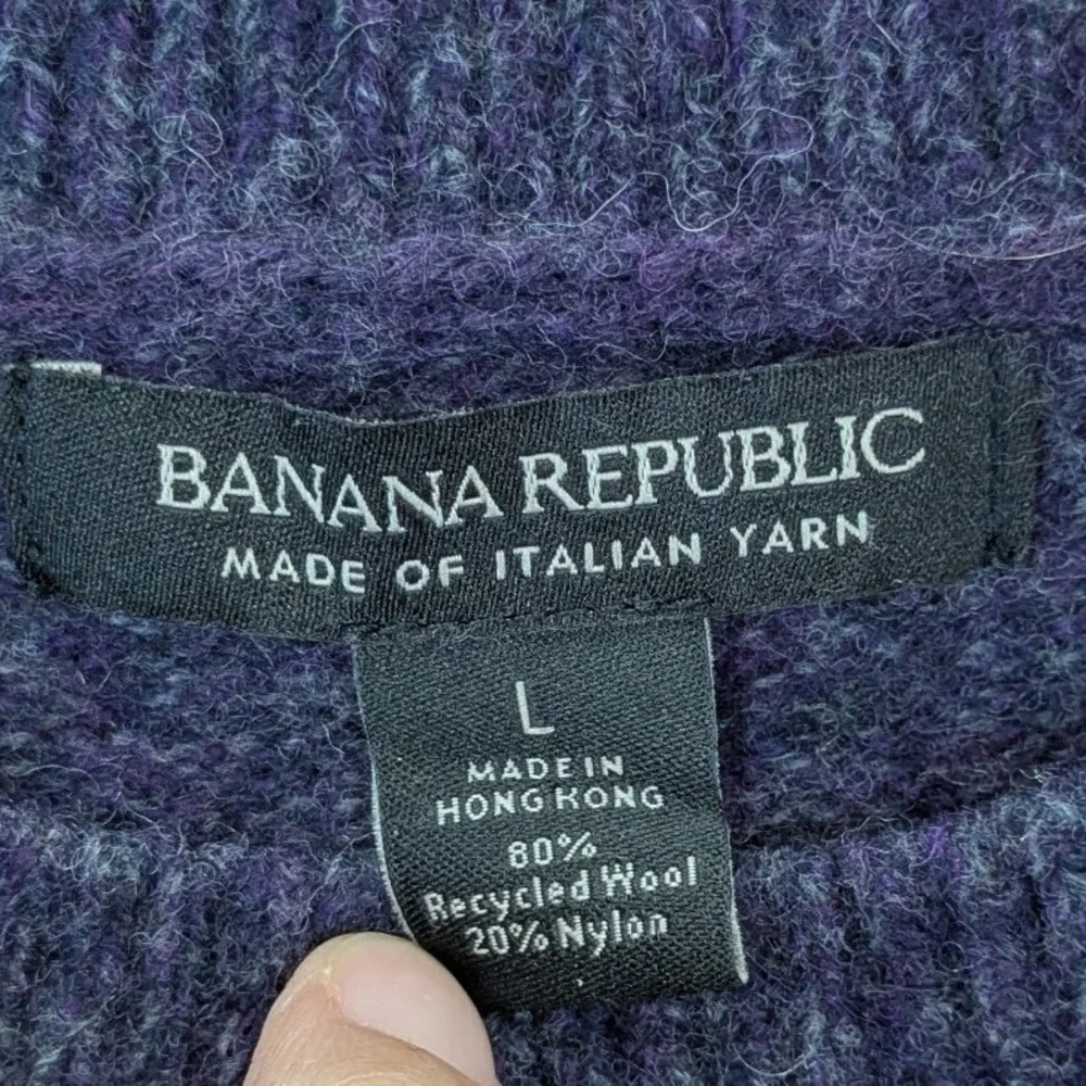 Banana Republic Mens Italian Yarn Quiet Luxury‎ Crewneck Sweater Purple Large